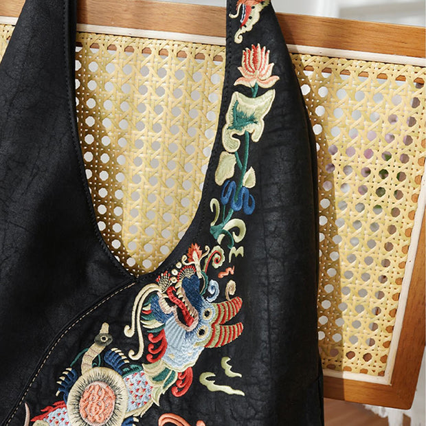 Buddha Stones  Fish Flower Phoenix Embroidery Xiangyunsha Silk Shoulder Bag Shoulder Bag BS 7