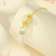 Buddha Stones Chrysoberyl Hetian Jade 999 Sterling Silver Love Bracelet