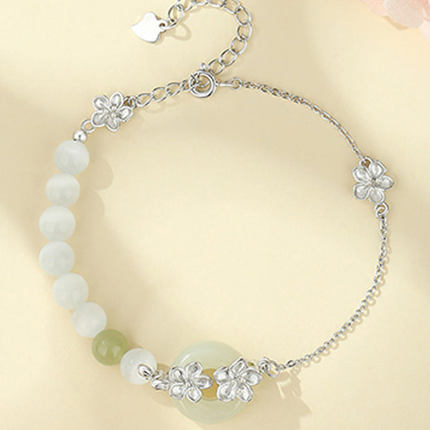 Buddha Stones Chrysoberyl Hetian Jade 999 Sterling Silver Love Bracelet Bracelet BS 10