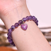 Buddha Stones Natural Quartz Love Heart Healing Beads Bracelet