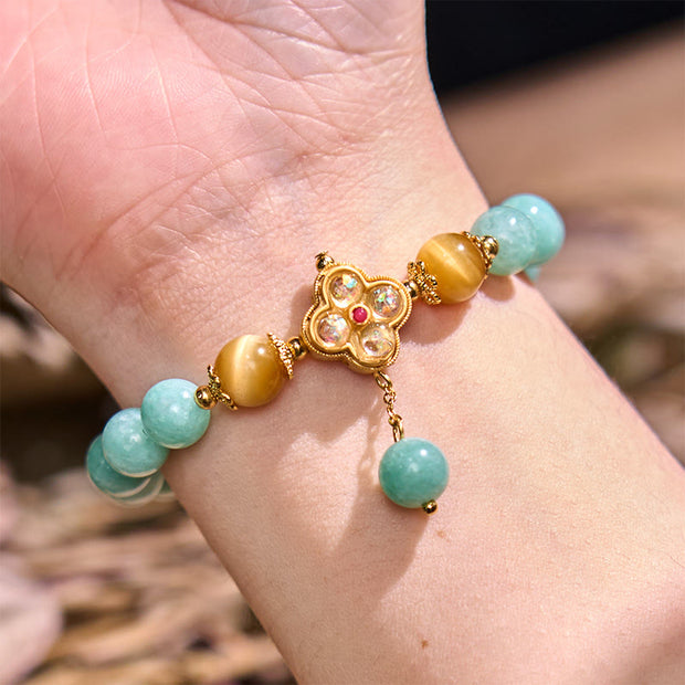 Buddha Stones Jade Yellow Tiger Eye Prosperity Bracelet