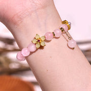 Buddha Stones Pink Crystal Citrine Flower Warmth Bracelet