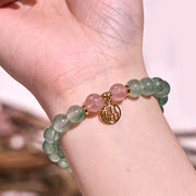 Buddha Stones Natural Green Strawberry Quartz Soothing Fu Character Bracelet