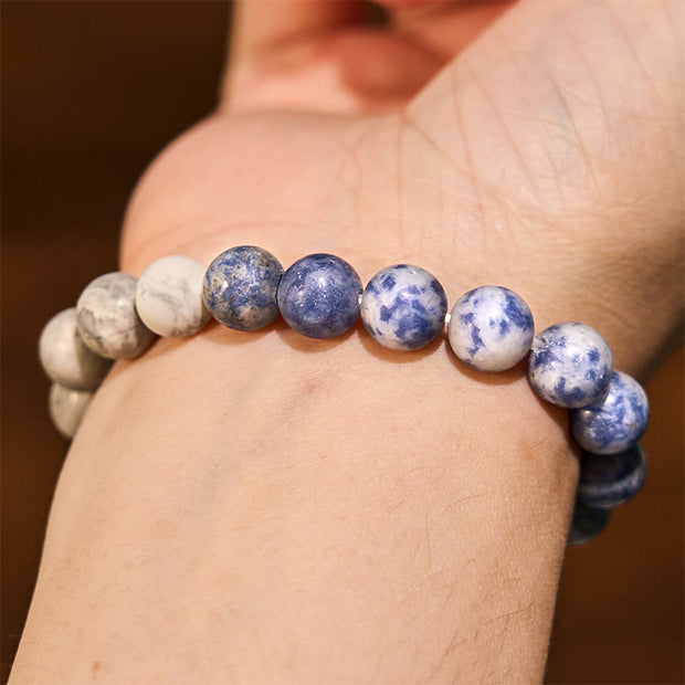 Buddha Stones Sodalite Picasso Jasper White Turquoise Intuition Bracelet