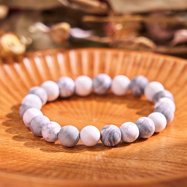 Buddha Stones Picasso Jasper White Turquoise Courage Bracelet