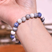 Buddha Stones White Turquoise Picasso Jasper Blue Spot Jasper Relaxation Bracelet