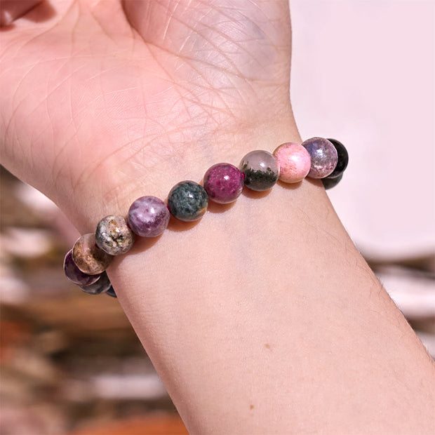 Buddha Stone Rainbow Tourmaline Positive Bracelet