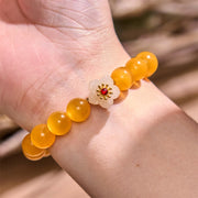 Buddha Stones Cat's Eye Chrysoberyl Flower Love Bracelet