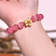 Buddha Stones Cat's Eye Chrysoberyl Flower Love Bracelet