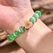 Buddha Stones Cat's Eye Chrysoberyl Flower Love Bracelet