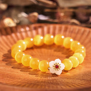 Buddha Stones Cat's Eye Chrysoberyl Flower Love Bracelet