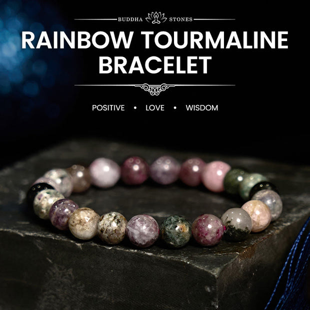 Buddha Stone Rainbow Tourmaline Positive Bracelet