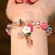 Buddha Stones Pink Crystal Green Crystal White Crystal Flower Warmth Bracelet