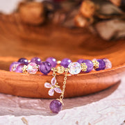 Buddha Stones Natural Amethyst Crystal Spiritual Butterfly Charm Bracelet