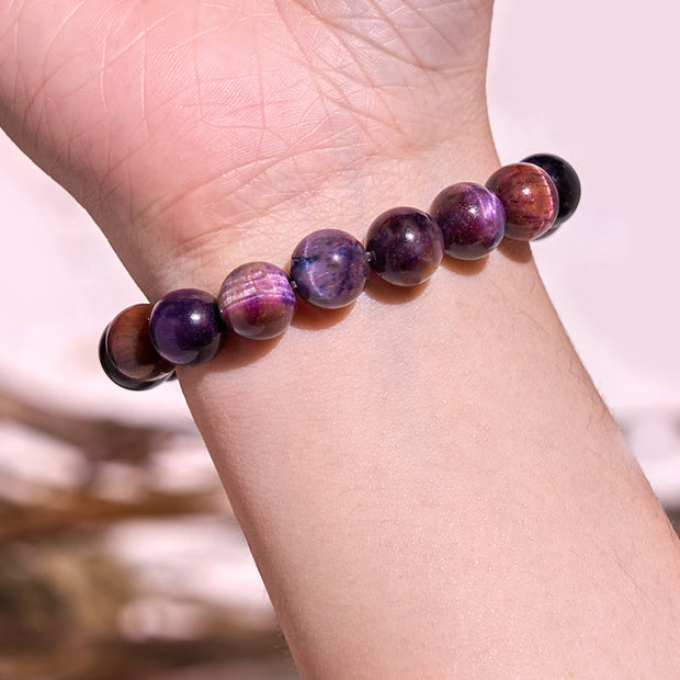 Buddha Stones Natural Purple Tiger Eye Protection Strength Bracelet