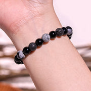 Buddha Stones Black Obsidian Lava Rock Stone Yin Yang Strength Bracelet