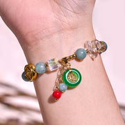 Buddha Stones Strawberry Quartz Jade Fu Character Charm Healing Bracelet