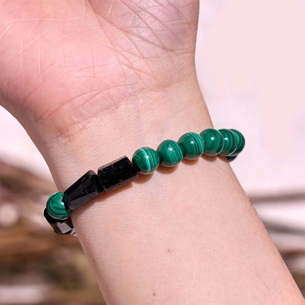 Buddha Stones Malachite Black Tourmaline Purity Bracelet