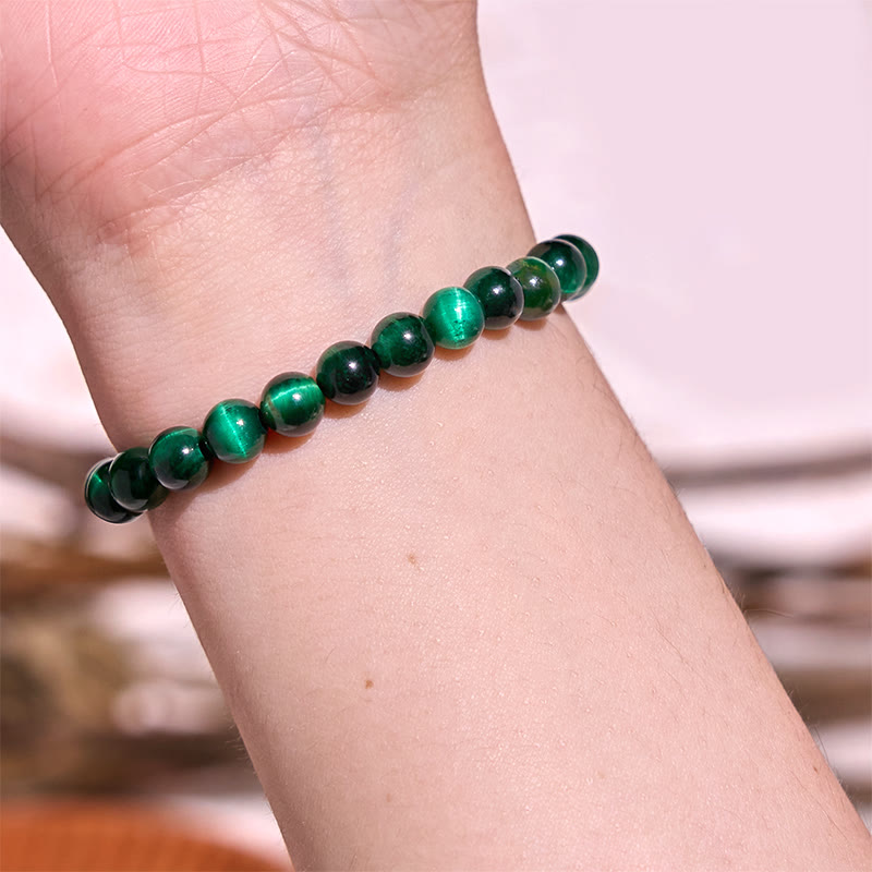 Unique Gems Bouddha Bracelet De Perles Malachite 8mm Pierre Naturelle Discret Pour La Femme Extensible 15cm à 18cm