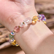 Buddha Stones PiXiu White Crystal Citrine Green Strawberry Quartz Amethyst Luck Bracelet