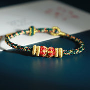 Buddha Stones Chinese Zodiac Natal Buddha Colorful Strings Luck Bracelet Bracelet BS Rabbit-Manjushri Bodhisattva(Wrist Circumference: 15-18cm)