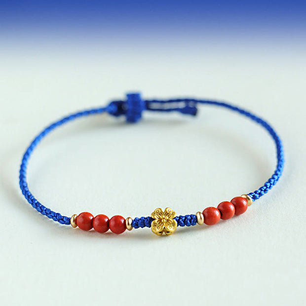 Buddha Stones Klein Blue String South Red Agate Garnet Copper Flower Power Bracelet Bracelet BS South Red Agate Copper Flower(Wrist Circumference: 15-18cm)