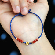 Buddha Stones Klein Blue String South Red Agate Garnet Copper Flower Power Bracelet Bracelet BS 3