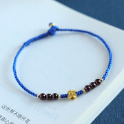 Buddha Stones Klein Blue String South Red Agate Garnet Copper Flower Power Bracelet Bracelet BS 9