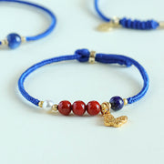 Buddha Stones Klein Blue String South Red Agate Garnet Blue Aventurine Lazurite Copper Butterfly Fu Character Positive Bracelet Bracelet BS 2