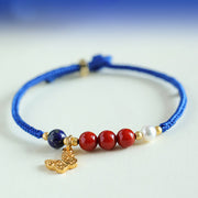 FREE Today: Fortune Power Klein Blue String South Red Agate Garnet Blue Aventurine Lazurite Copper Butterfly Fu Character Bracelet