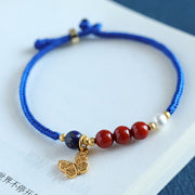 Buddha Stones Klein Blue String South Red Agate Garnet Blue Aventurine Lazurite Copper Butterfly Fu Character Positive Bracelet Bracelet BS 3