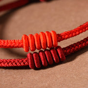 Buddha Stones Red String Eight Stranded Rope Strength Bracelet