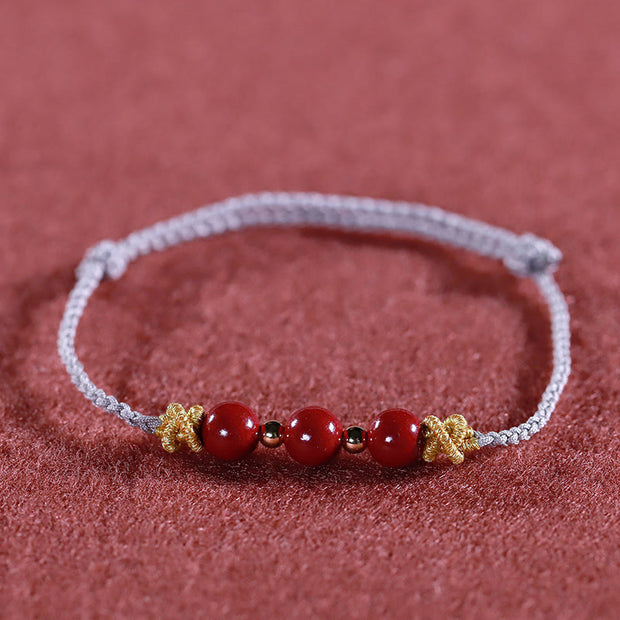 Buddha Stones Colorful String Cinnabar Calm Bracelet Bracelet BS Silver String Cinnabar(Wrist Circumference: 15-17cm)