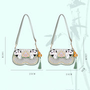 Buddha Stones Panda Flowers Gourd Pendant Shoulder Bag Crossbody Bag Crossbody Bag&Shoudler Bag BS 5