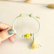 Buddha Stones Colorful String Peach Blossom Knot Tassels Protection Bracelet Bracelet BS 5