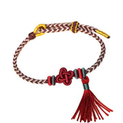 Buddha Stones Colorful String Peach Blossom Knot Tassels Protection Bracelet Bracelet BS 14