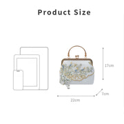 Buddha Stones Jasmine Flowers Embroidery Pearl Chain Crossbody Bag Handbags