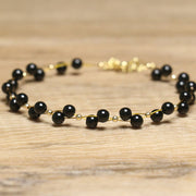 Buddha Stones Black Obsidian Blue Sandstone Strength Bracelet