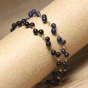 Buddha Stones Black Obsidian Blue Sandstone Strength Bracelet