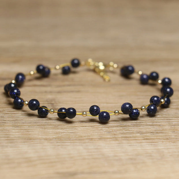 Buddha Stones Black Obsidian Blue Sandstone Strength Bracelet