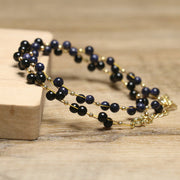 Buddha Stones Black Obsidian Blue Sandstone Strength Bracelet