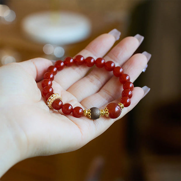 Buddha Stones Red Agate Agarwood Confidence Bracelet Bracelet BS 1