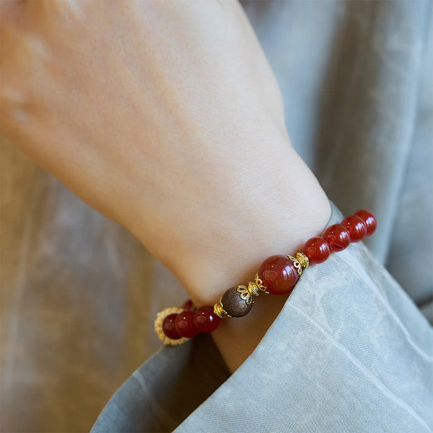 Buddha Stones Red Agate Agarwood Confidence Bracelet Bracelet BS 7