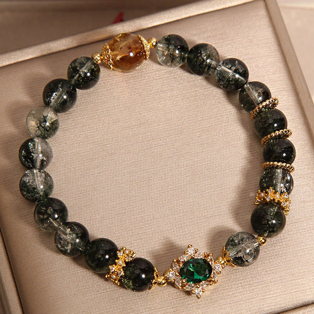 Buddha Stones Green Phantom Green Crystal Confidence Bracelet Bracelet BS 4