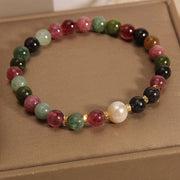 Buddha Stones Tourmaline Pearl Wisdom Bracelet