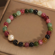 Buddha Stones Tourmaline Pearl Wisdom Bracelet Bracelet BS 3