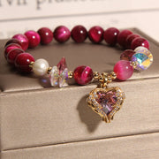 Buddha Stones Red Tiger Eye Citrine Amethyst Heart Calm Bracelet Bracelet BS 1