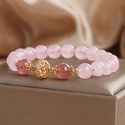 Buddha Stones Pink Crystal Strawberry Quartz Love Bracelet Bracelet BS 2