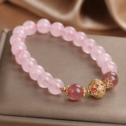 Buddha Stones Pink Crystal Strawberry Quartz Love Bracelet Bracelet BS 4