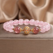 Buddha Stones Pink Crystal Strawberry Quartz Love Bracelet Bracelet BS 1